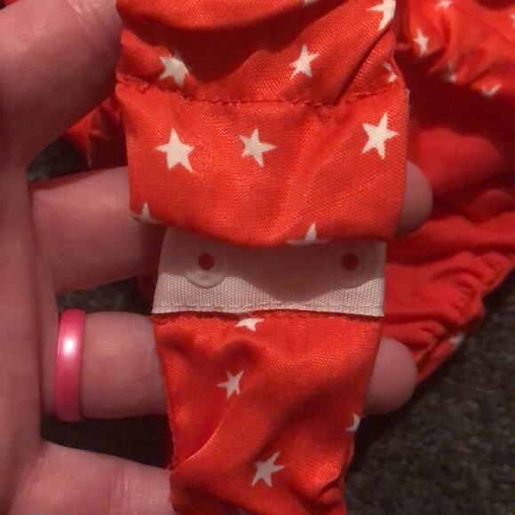 Zara Brand Red Satin Effect  Bodysuit White Star Print Sz M Medium NWT - Picture 5 of 6